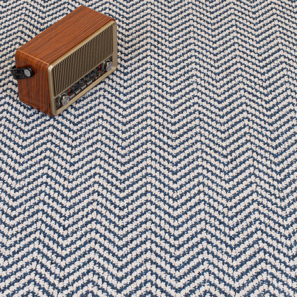 Navy & White Chile Herringbone Carpet