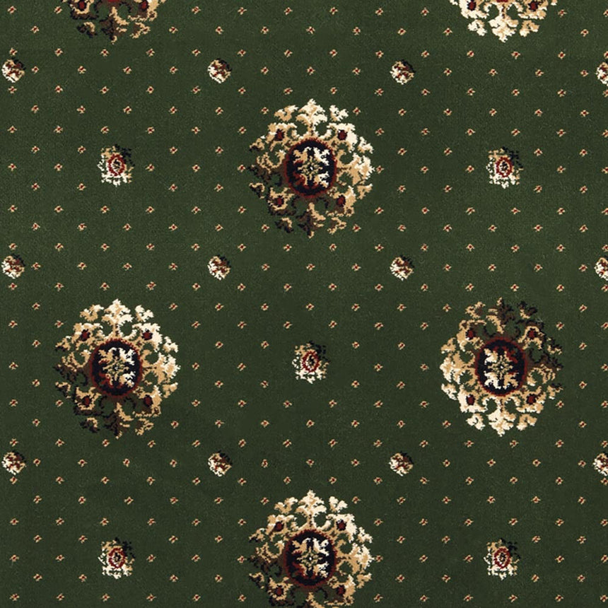 Meadow Green 2505 40 Medallion Patterned Wilton Wiltax Carpet