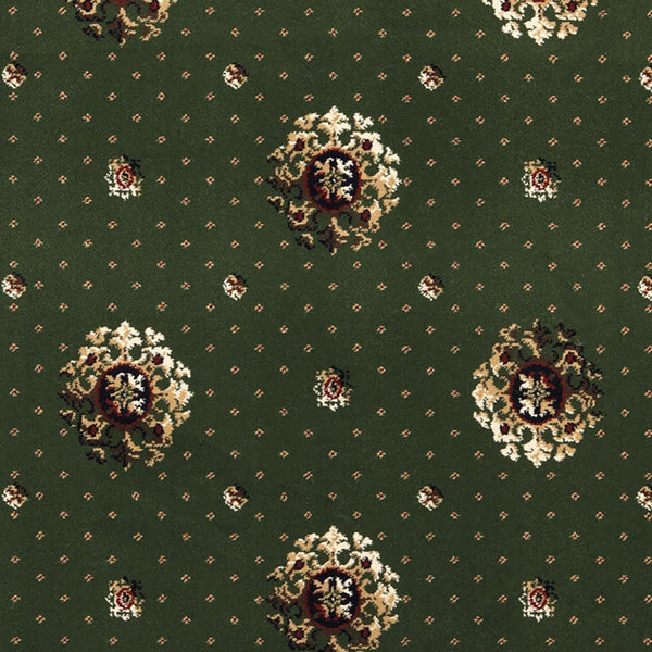 Meadow Green 2505 40 Medallion Patterned Wilton Wiltax Carpet 2.5m x 4m Remnant