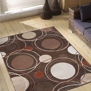 Brown Circle Pattern Delhi Rug