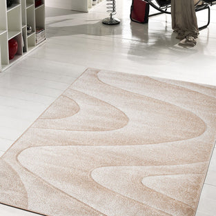 Beige Swirl Pattern Delhi Rug