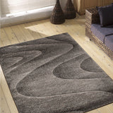 Dark Grey Swirl Pattern Delhi Rug