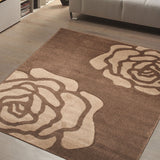 Brown Rose Pattern Delhi Rug