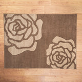 Brown Rose Pattern Delhi Rug