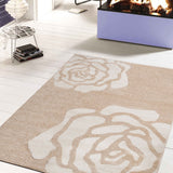 Beige Rose Pattern Delhi Rug