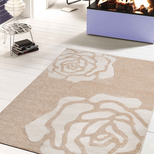 Beige Rose Pattern Delhi Rug | Buy Delhi Rugs Online | OnlineCarpets.co ...