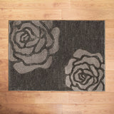 Dark Grey Rose Pattern Delhi Rug