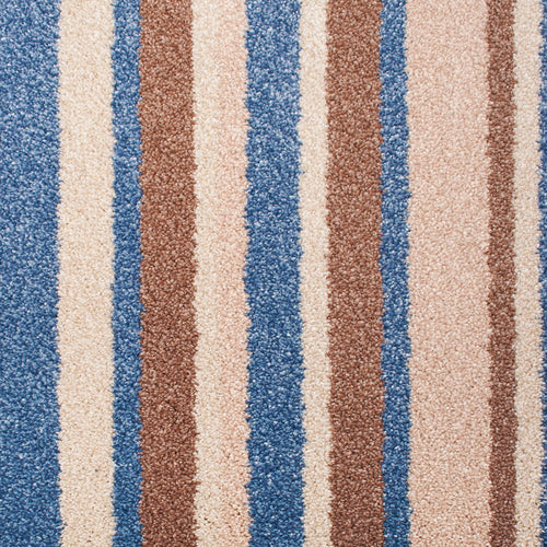 Blue 580 Palm Beach 4m & 5m Wide Striped Carpet