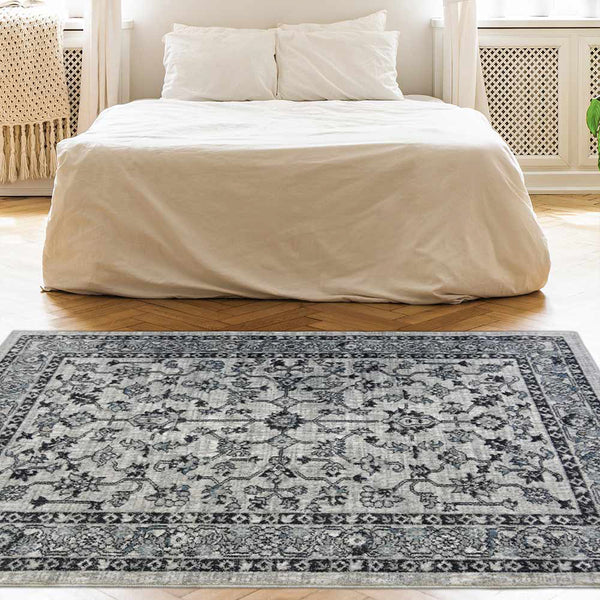 Grey Traditional Capella Patterned Rug