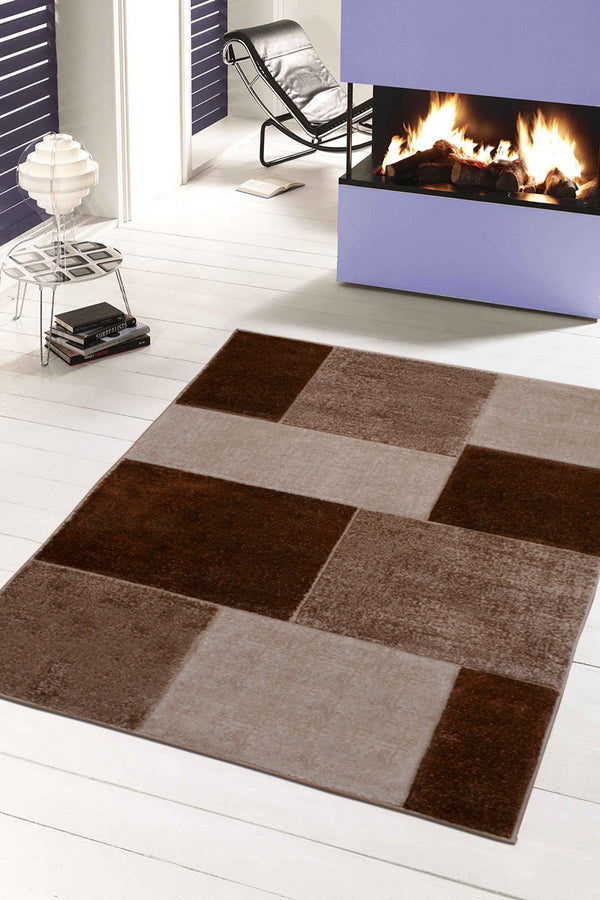 Brown Slabs Pattern Delhi Rug