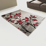 Silver/Red Floral Joy De Lux Rug