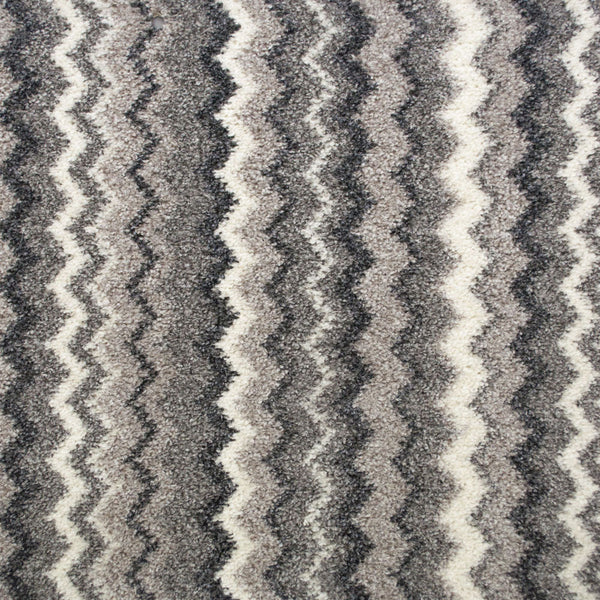 Grey ZigZag 93 Moorland Stripe Felt Backed Carpet