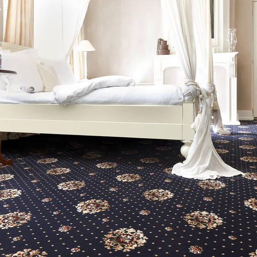 Midnight Blue 2505 30 Medallion Patterned Wilton Wiltax Carpet