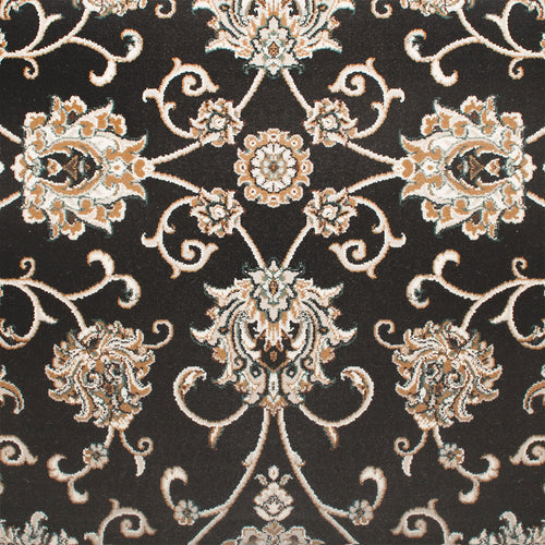 Dark Grey / Beige 26 2428 Floral Temple Wilton Carpet