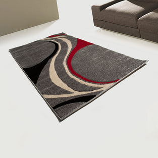 Silver/Black Wave Joy De Lux Rug